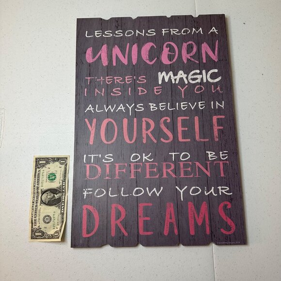 Unicorn decoration believe follow your dreams wall plaque Valentines Day for uni - Picture 5 of 10